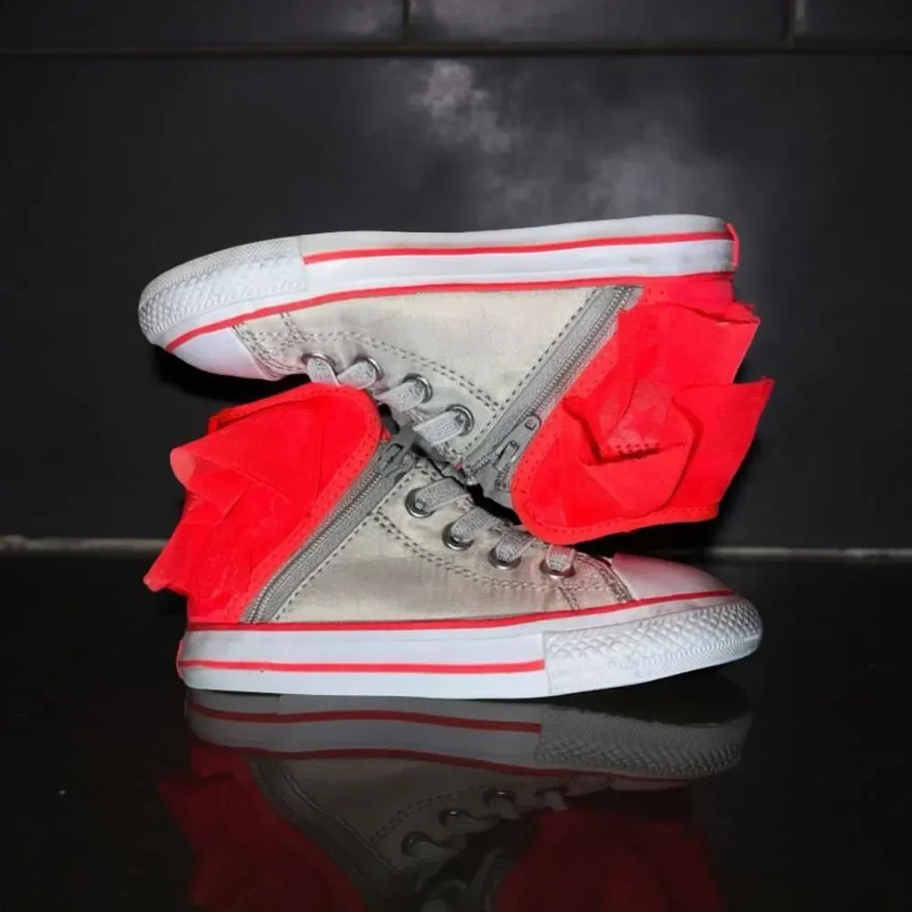 Toddler Converse Chuck Taylor All Star Block Party Pure Silver/Hot-Punch Size 9
